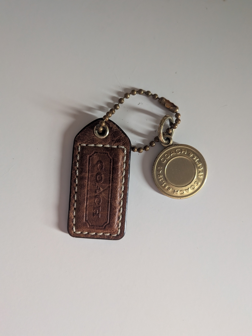 Coach Brown Leather Key & Gold Tone Medallion Holder